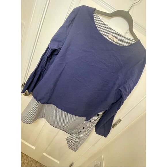 Yuzao lined layered blouse XXL blue with blue checkered - Picture 1 of 6